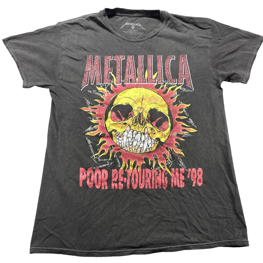 Metallica Shirt Mens Medium Gray Poor ReTouring Me '98 Skull Graphic Tee